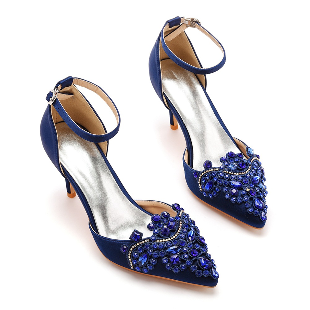 Women'S Shoes Navy Blue - pointed toe High-heeled sandals women's pumps