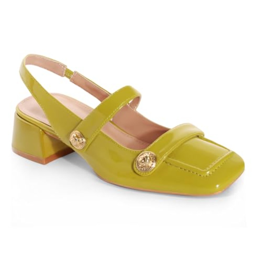 Low Block Heel Pump - Slingback Mary Jane Heels for Women