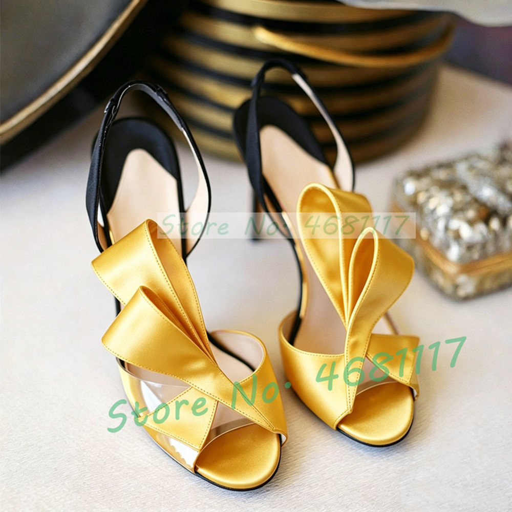 Clear Strap Heel - Satin Bow Back Strap High Heels