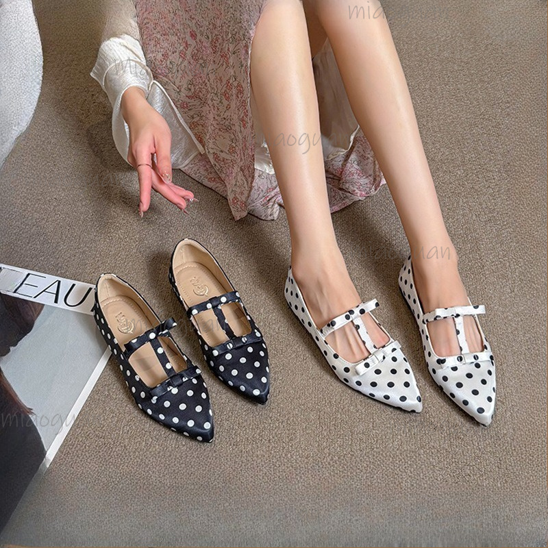 Mary Jane Shoes - Fashion Polka Dot Flats Footwear Woman