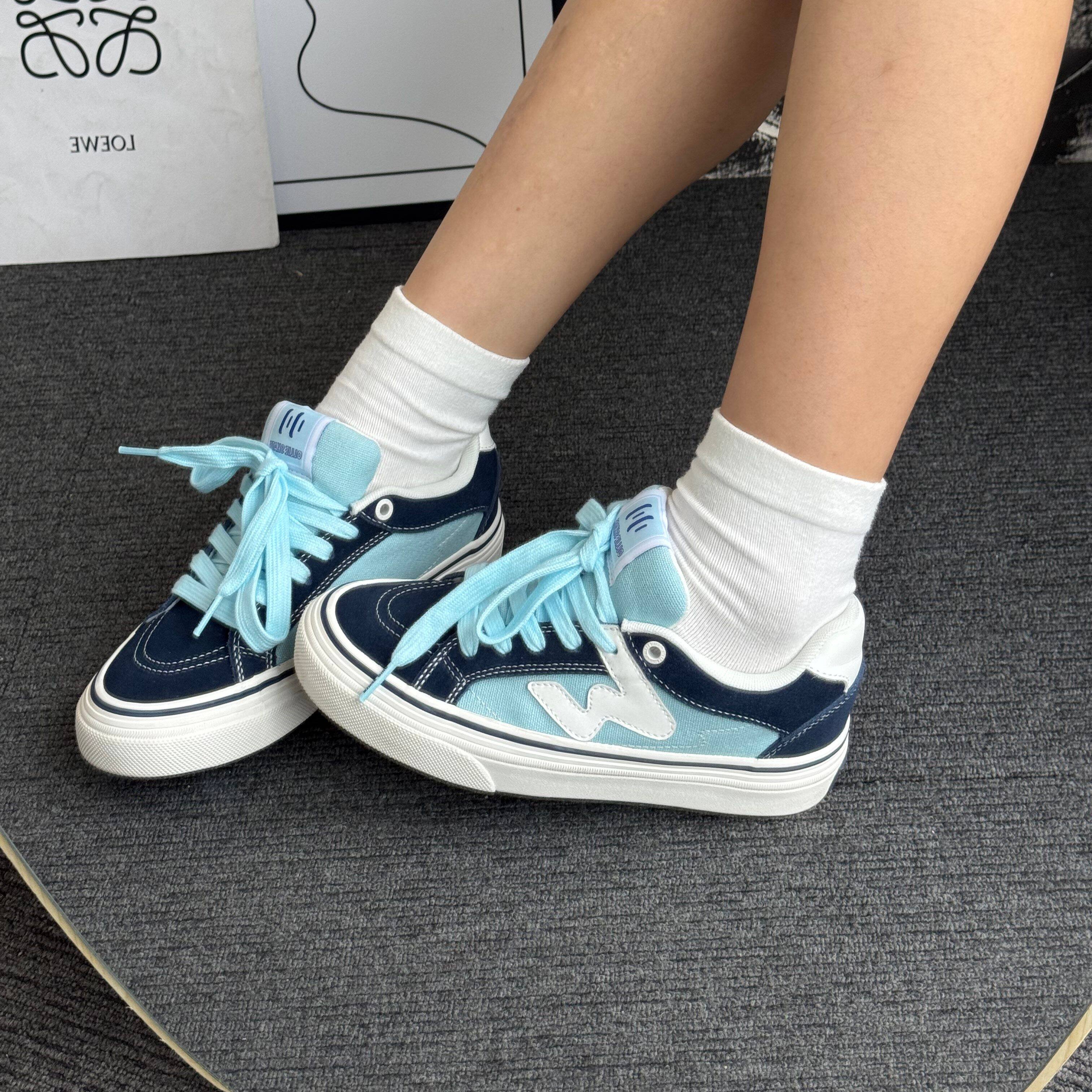 Women'S Shoes Navy Blue - Ollieskate Navy Blue Suede Canvas Stitching
