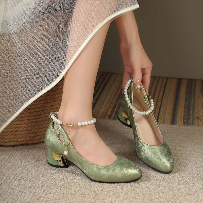Women Shoes Mk - 2025 New Bow Pearl Mary Jane