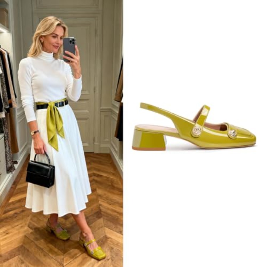 Slingback Mary Jane Heels for  – Low Block Heel Pump Bewertung und Preis