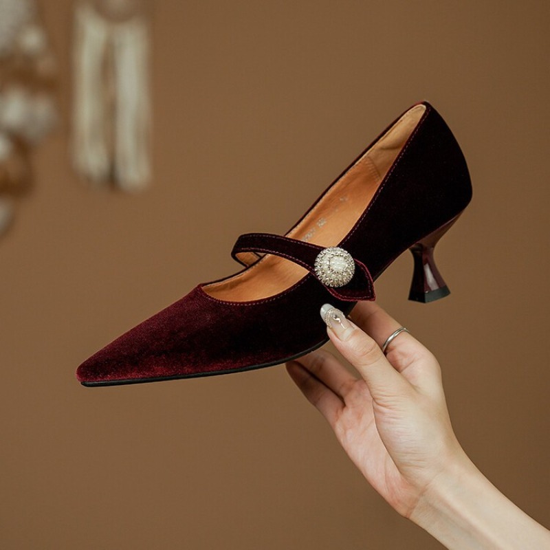 Wine Red Pointed Toe Mary Jane – Mary Jane Shoes Bewertung und Preis