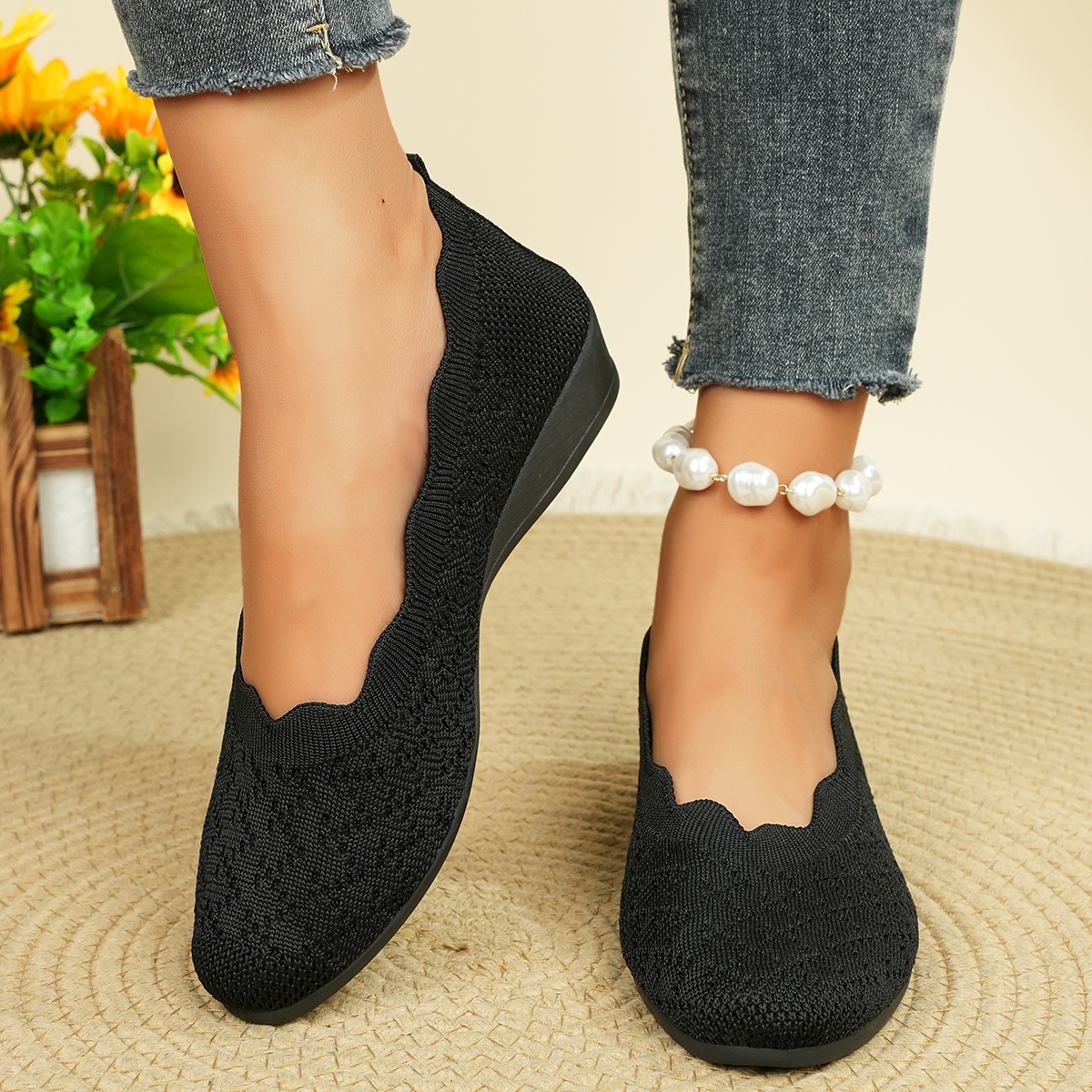 Women's Breathable Knit Flats  – Women Shoes Wedges Bewertung und Preis