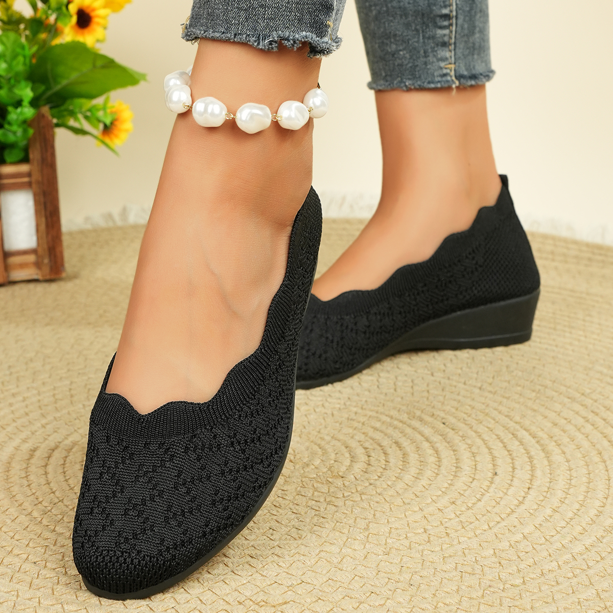 Women's Breathable Knit Flats  – Women Shoes Wedges Bewertung und Preis