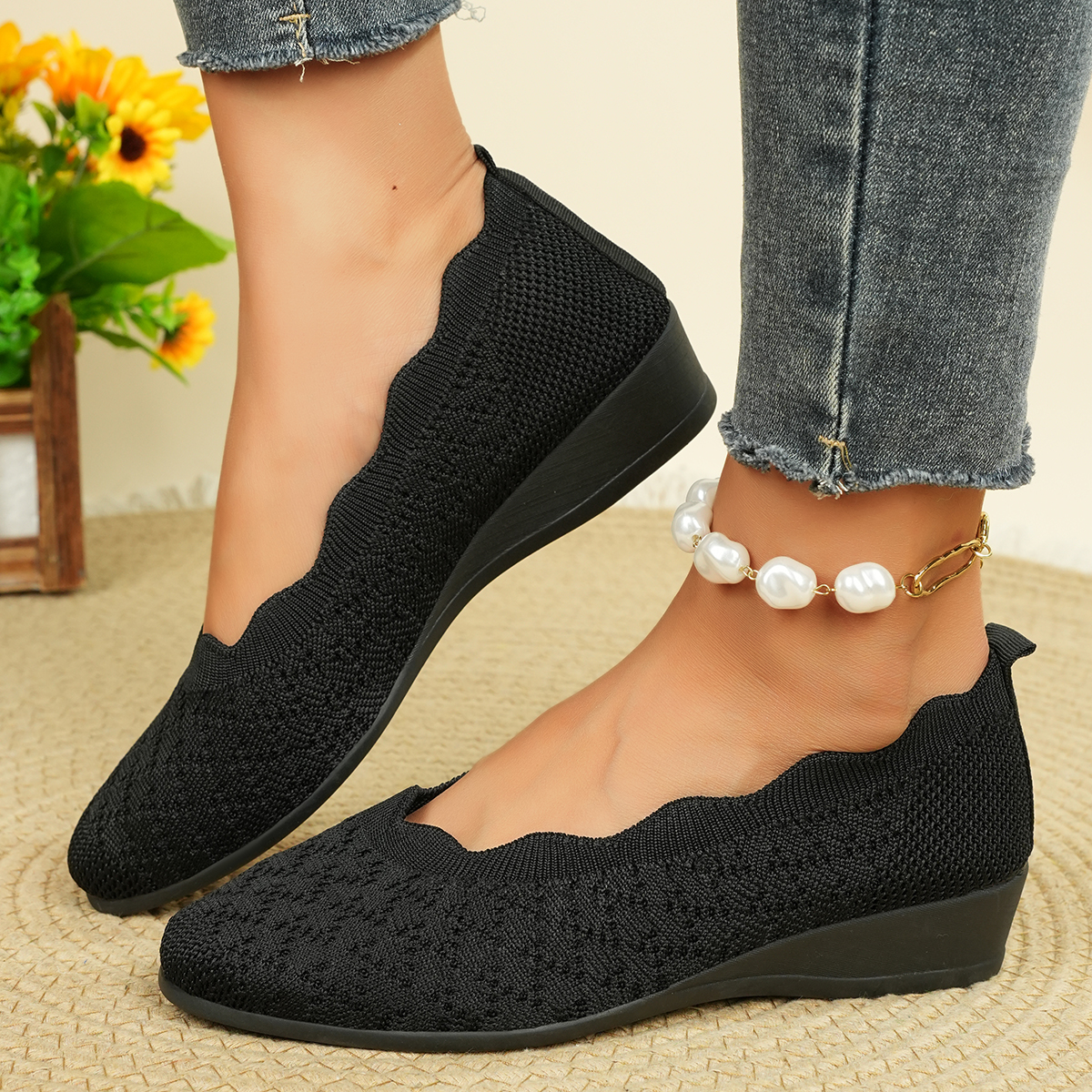 Women's Breathable Knit Flats  – Women Shoes Wedges Bewertung und Preis