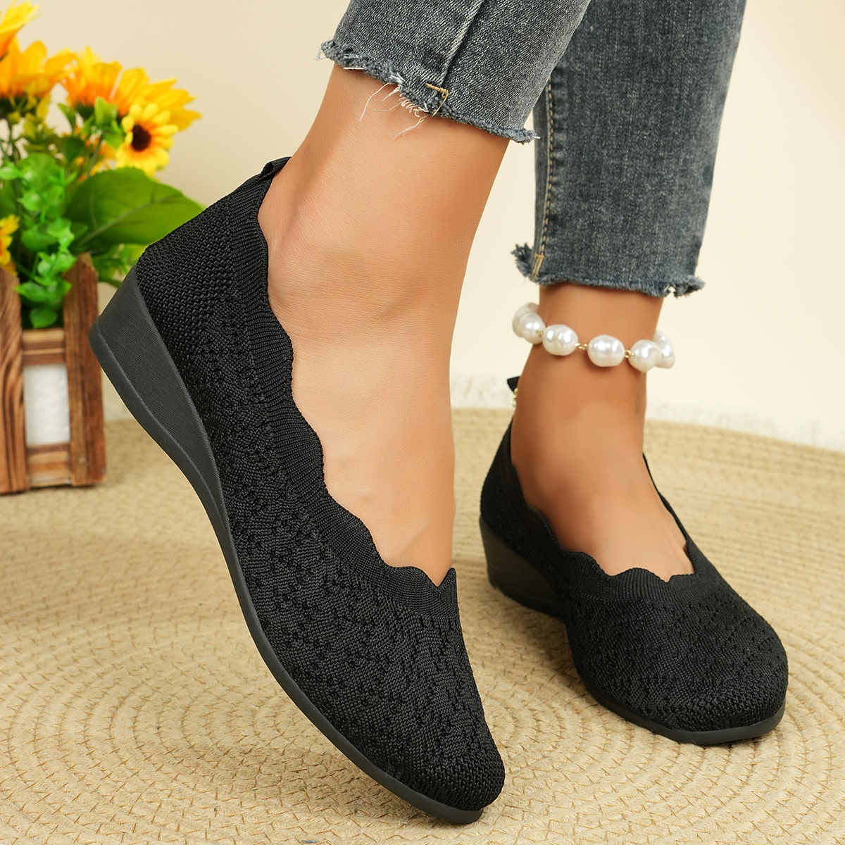 Women's Breathable Knit Flats  – Women Shoes Wedges Bewertung und Preis