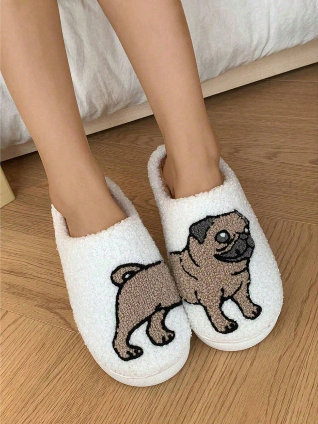 Couple Pug Embroidery Plush Sl – Women'S Shoes Cloud Bewertung und Preis