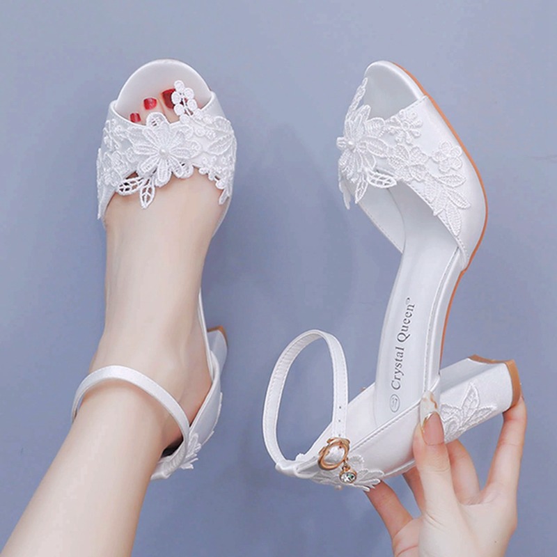 Women White Silk High Heels Su – Peep Toe Heels Bewertung und Preis
