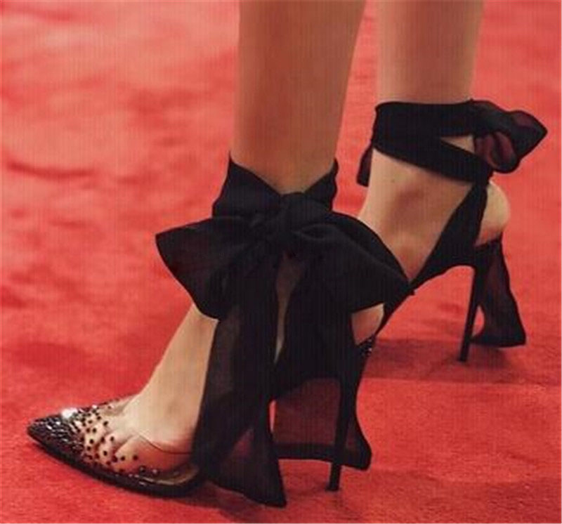 Red White Black Mesh Ribbon La – Clear Strap Heel Bewertung und Preis