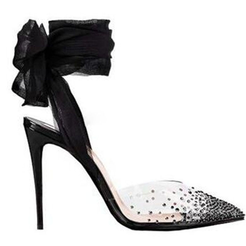 Red White Black Mesh Ribbon La – Clear Strap Heel Bewertung und Preis