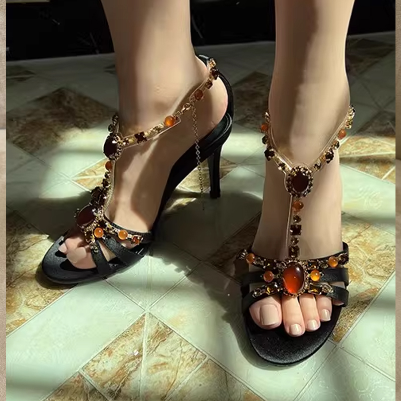 Rhinestone Open Toe Cross Stra – Peep Toe Heels Bewertung und Preis