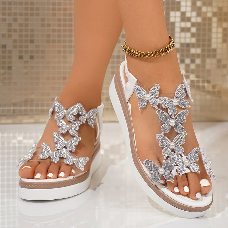 Blue Crystal Butterfly Sandals – Women'S Shoes Navy Blue Bewertung und Preis