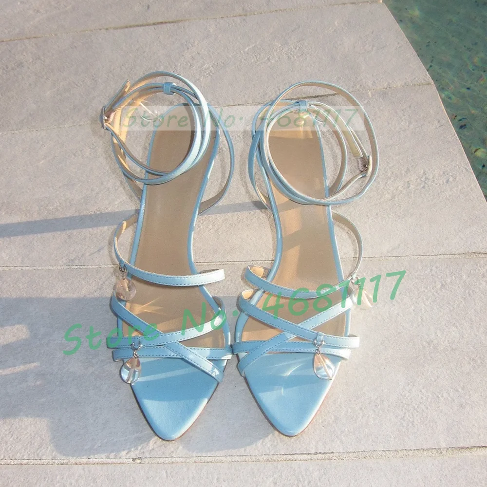Blue Cross Strap Sandals With  – Clear Strap Heel Bewertung und Preis