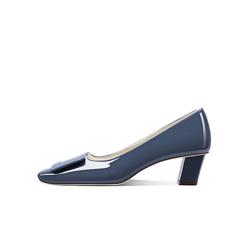 Elegant Blue Square Buckle Pum – Women'S Shoes Navy Blue Bewertung und Preis