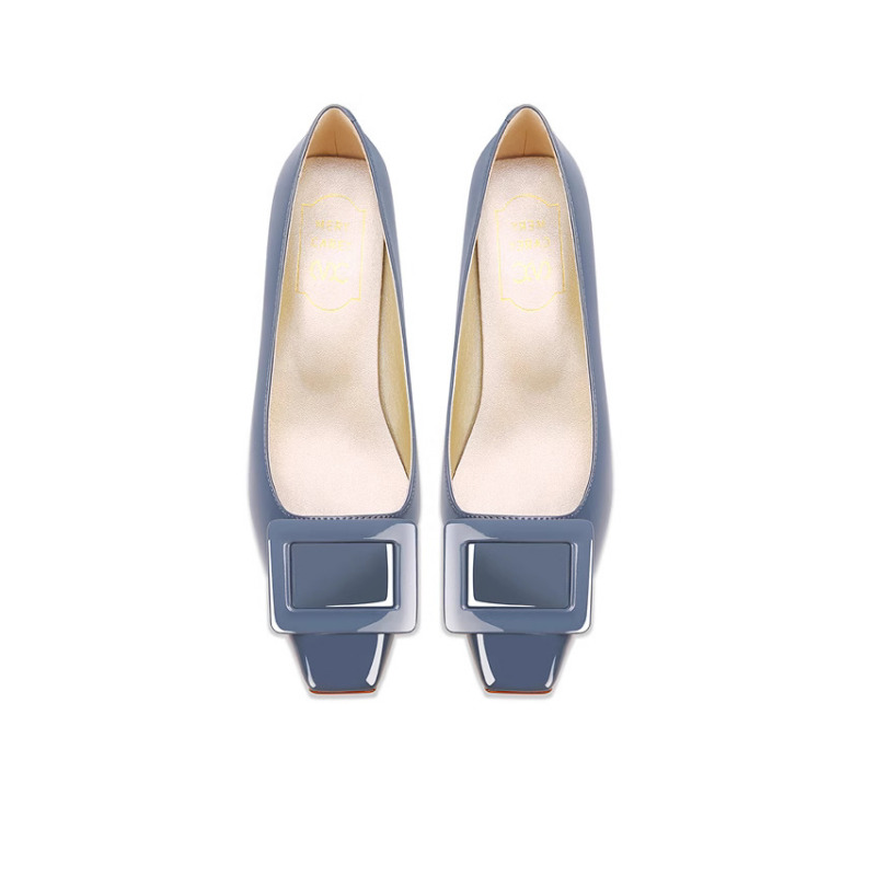 Elegant Blue Square Buckle Pum – Women'S Shoes Navy Blue Bewertung und Preis