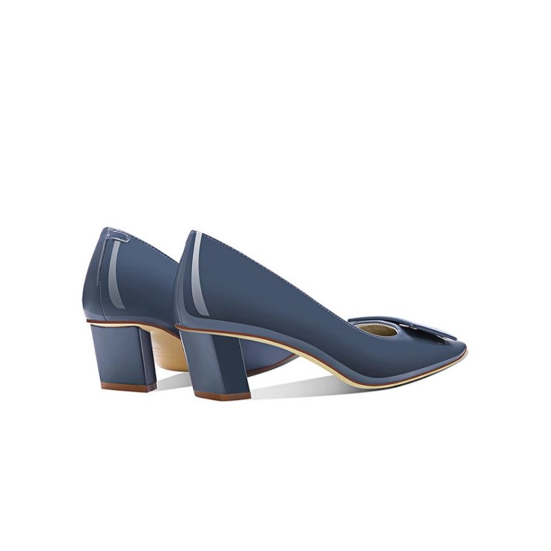 Elegant Blue Square Buckle Pum – Women'S Shoes Navy Blue Bewertung und Preis