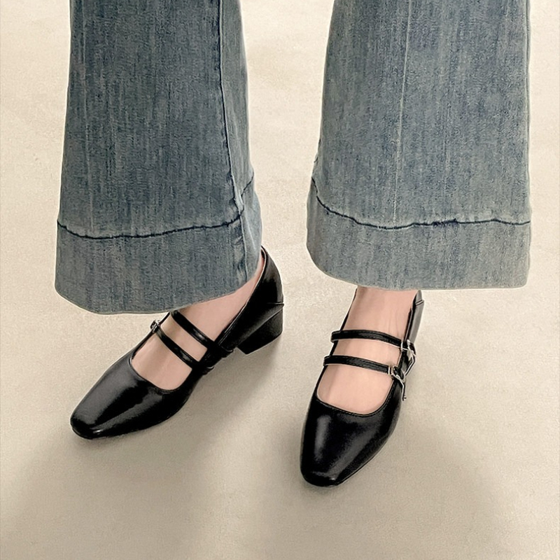 Square Toe Low Heel Women Silv – Mary Jane Shoes Bewertung und Preis