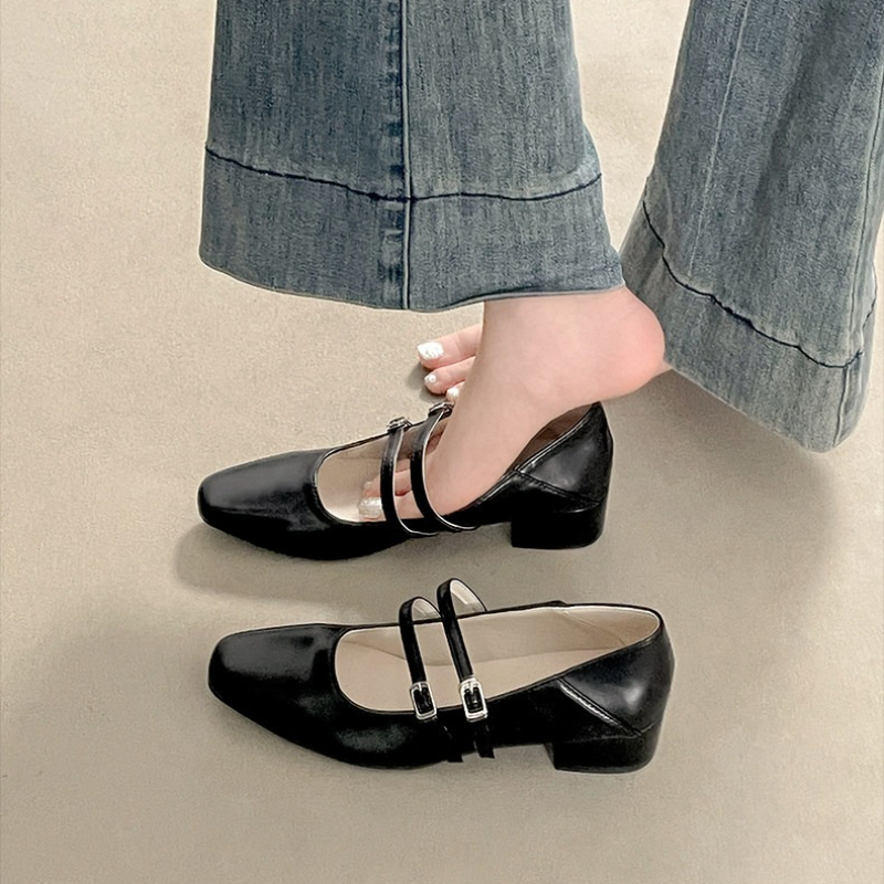 Square Toe Low Heel Women Silv – Mary Jane Shoes Bewertung und Preis