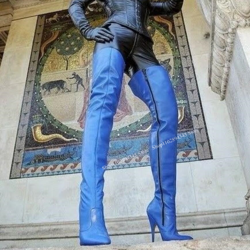 Blue Zipper Over Knee High Boo – Women'S Shoes Navy Blue Bewertung und Preis