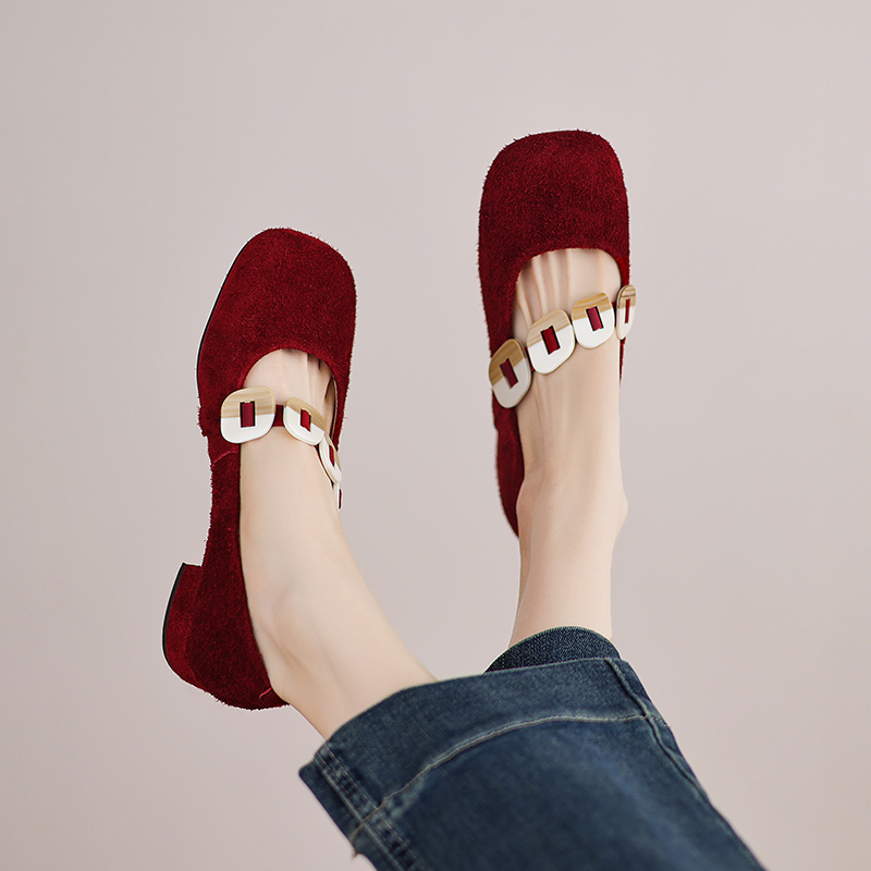 Women Mary Jane Flats Cow Sued – Low Block Heel Pump Bewertung und Preis